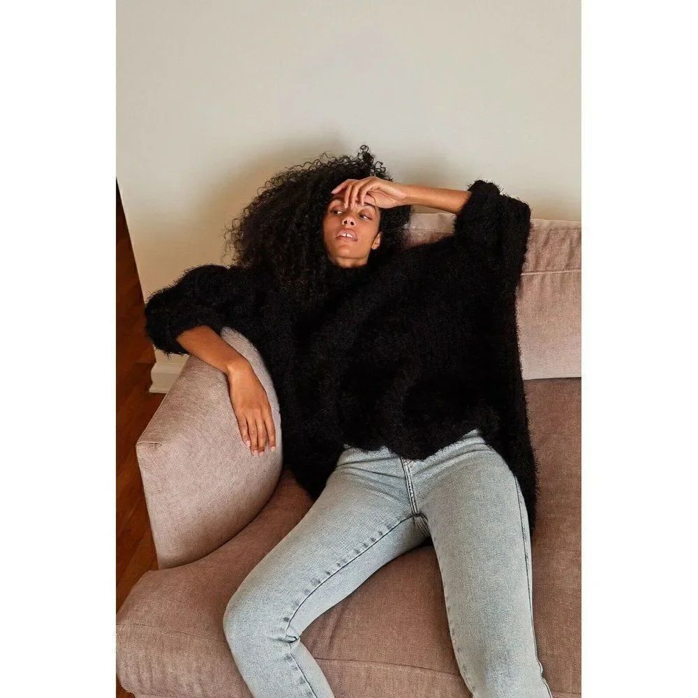 NWT FREE PEOPLE OASIS TUNIC OVERSIZED PULLOVER TURTLENECK SWEATER BLACK